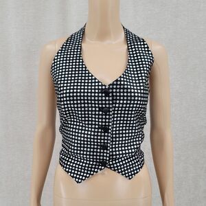 Options by Lord West Vintage Cropped Halter Top Waistcoat Tailored Suit Vest